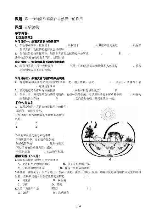 第一节细菌和真菌在自然界中的作用导学案