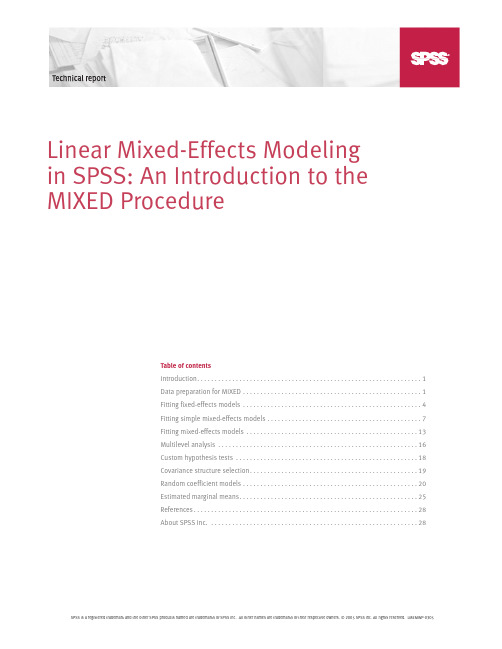 Linear Mixed Effects Modeling in SPSS