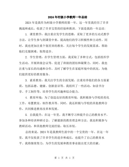 2024年村级小学教师一年总结