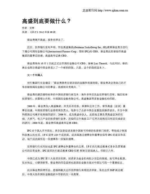 高盛到底要做什么？