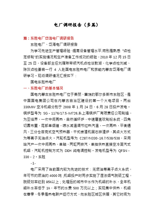 电厂调研报告(多篇)