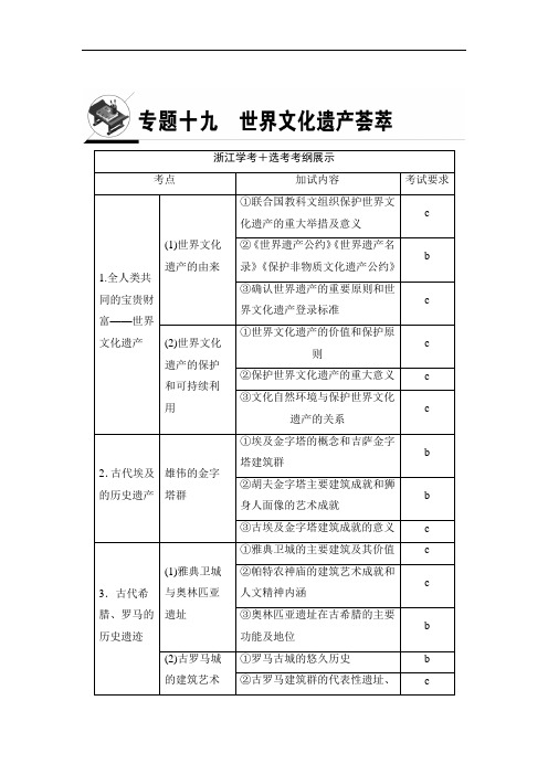浙江省2018高考历史大一轮选考复习检测专题19 第38讲 世界文化遗产荟萃 含答案 精品
