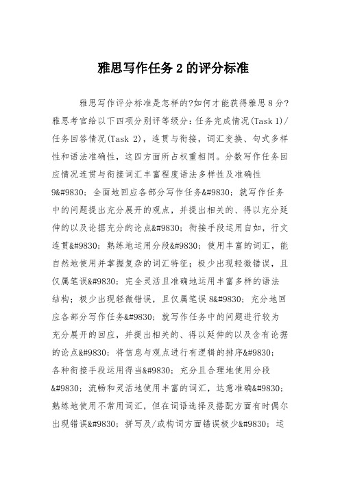 雅思写作任务2的评分标准