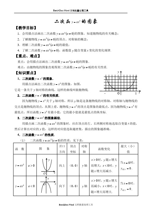 2014中考含答案   二次函数y=ax2的图象