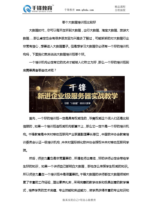 哪个大数据培训班比较好