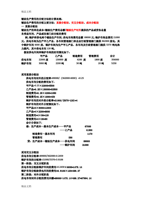最新辅助生产费用的分配方法的会计处理资料