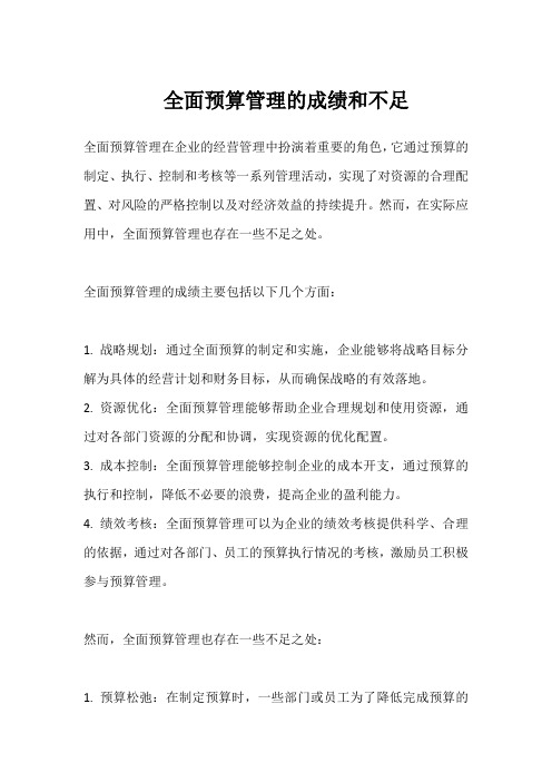 全面预算管理的成绩和不足