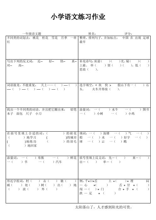 小学一年级语文每日一练II (3)
