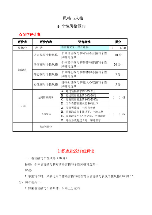 阳光喔作文课程标准服务能力资料35元风格与人格第9讲习作评价标准(2)