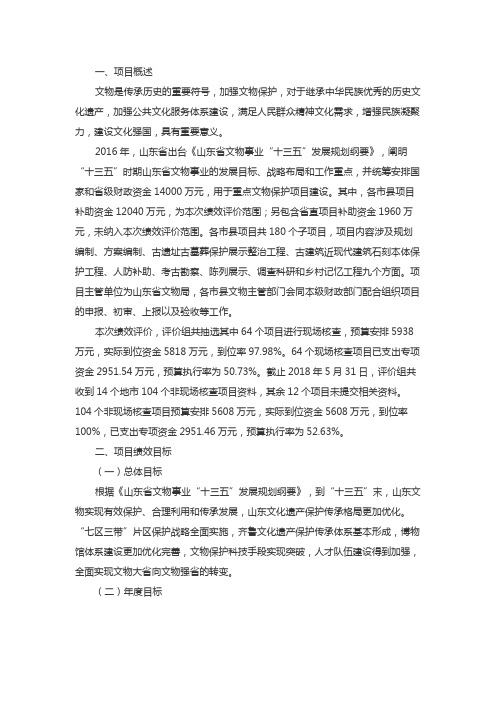 2016年公共文化服务建设资金-重点文物保护专项资金绩效评价报告