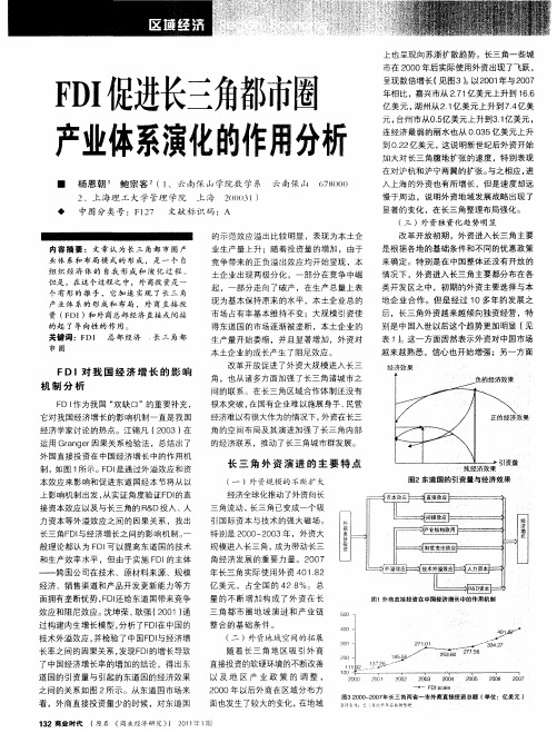FDI促进长三角都市圈产业体系演化的作用分析