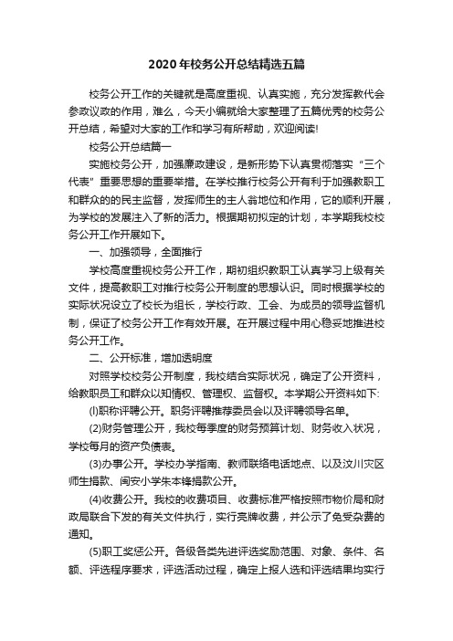 2020年校务公开总结精选五篇