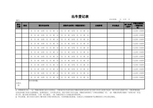 员工出车登记表