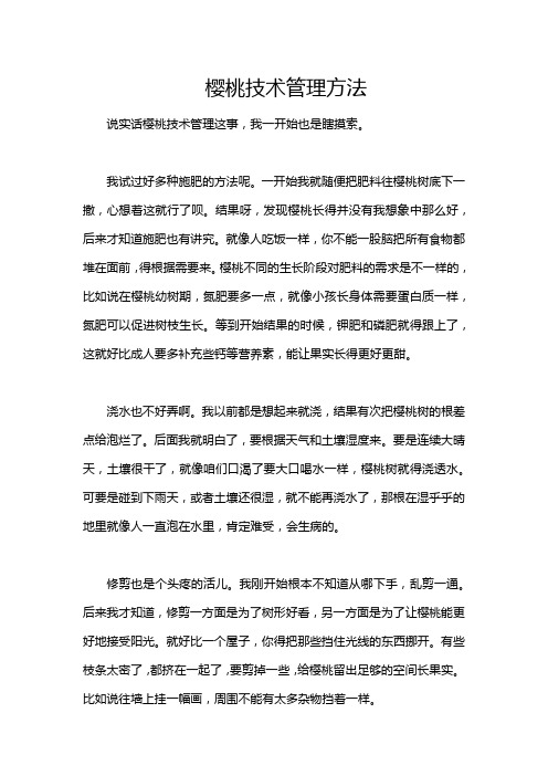 樱桃技术管理方法