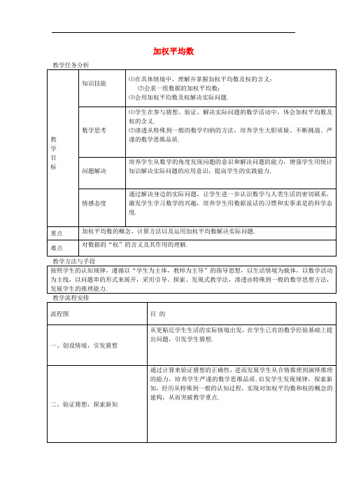 青岛数学八上《 加权平均数教案  