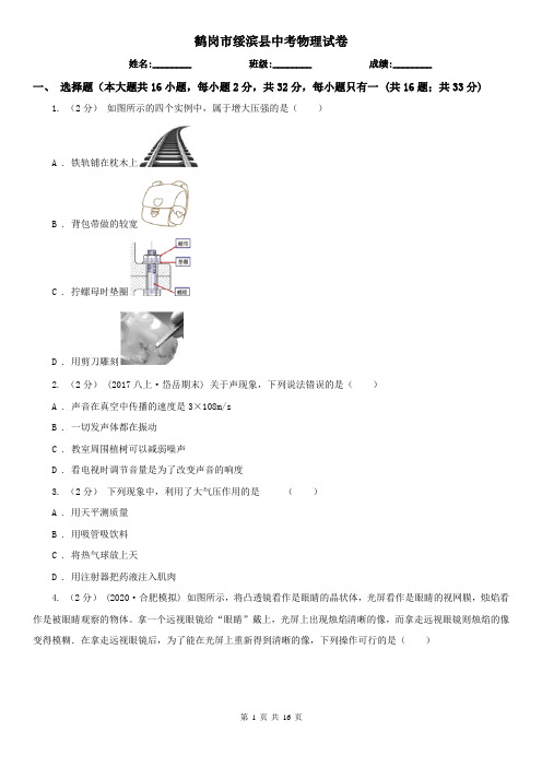 鹤岗市绥滨县中考物理试卷