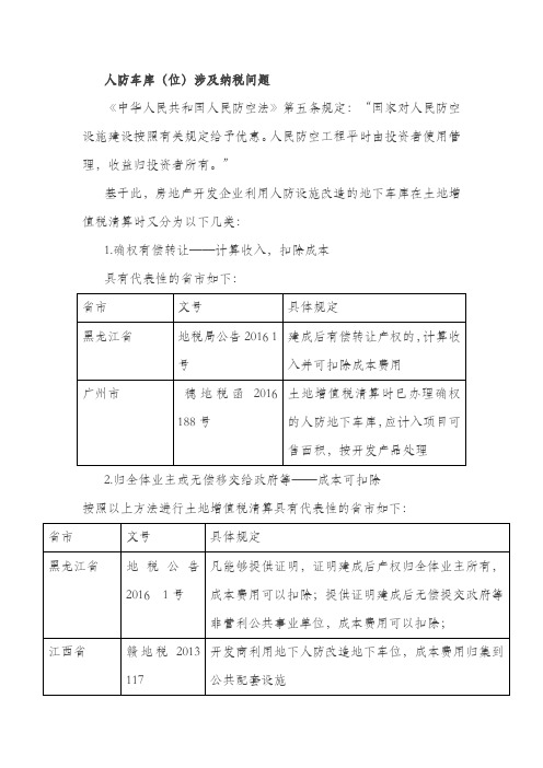 人防车位涉及纳税问题