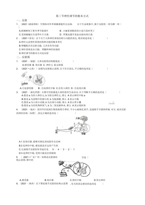 2019年中考生物真题分类：神经调节的基本方式