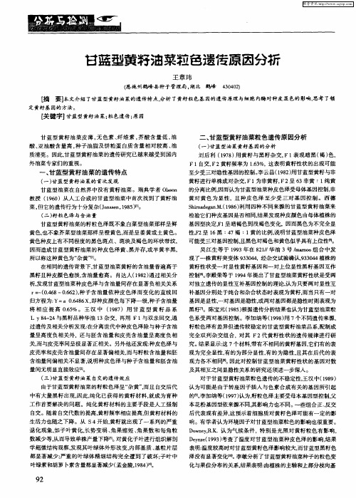 甘蓝型黄籽油菜粒色遗传原因分析