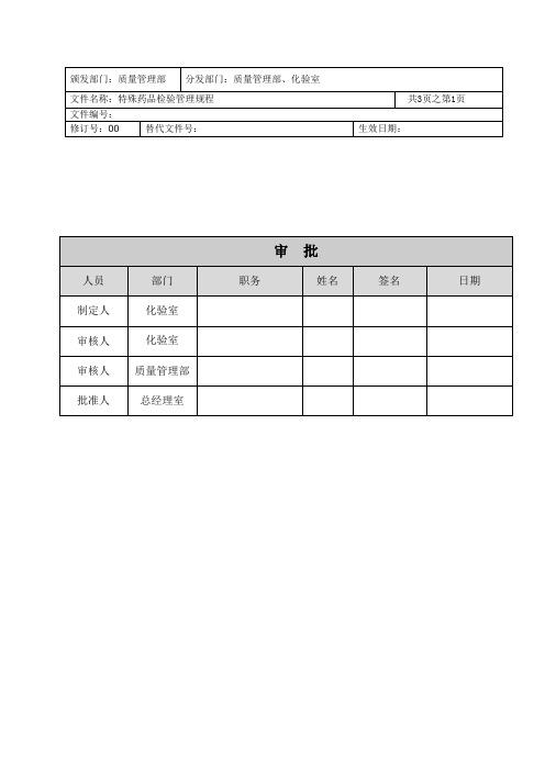 特殊药品检验管理规程