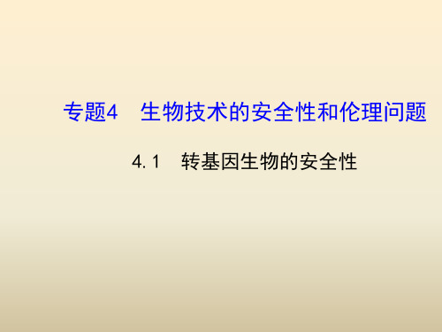 人教版高中生物选修三4.1《转基因生物的安全性》ppt精讲课件