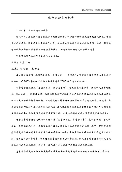 成都城市认知实习报告