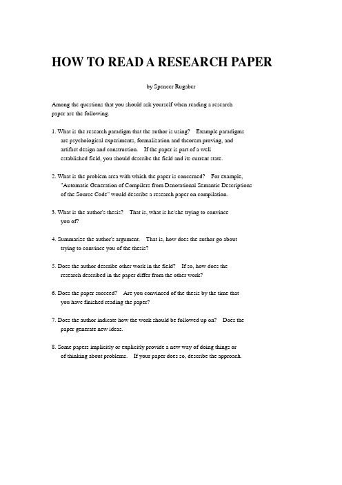 How to read a research paper