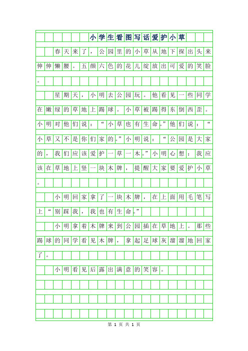 2019年小学生看图写话爱护小草