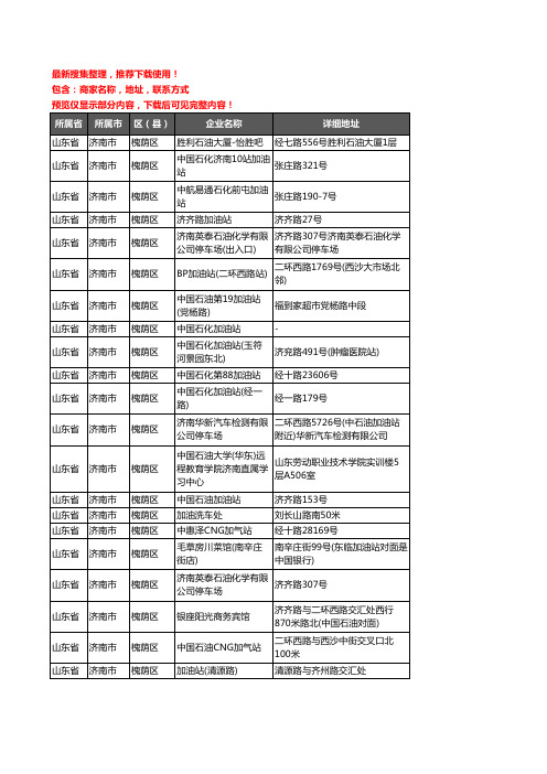 新版山东省济南市槐荫区加油站服务企业公司商家户名录单联系方式地址大全67家