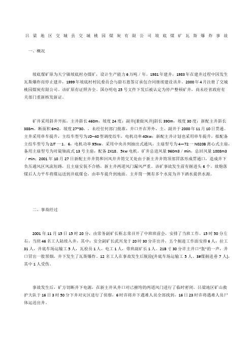 吕梁地区交城县交城桃园煤炭有限公司坡底煤矿瓦斯爆炸事故