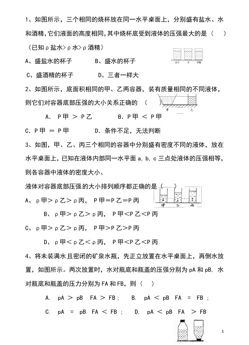 2014年八年级(下)物理知识点预习、复习提纲(最新人教版)和习题