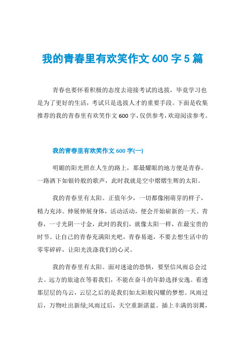 我的青春里有欢笑作文600字5篇