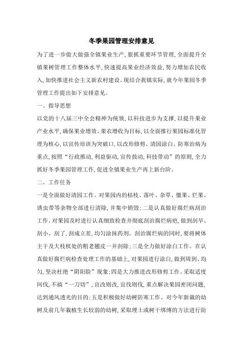 冬季果园管理安排意见