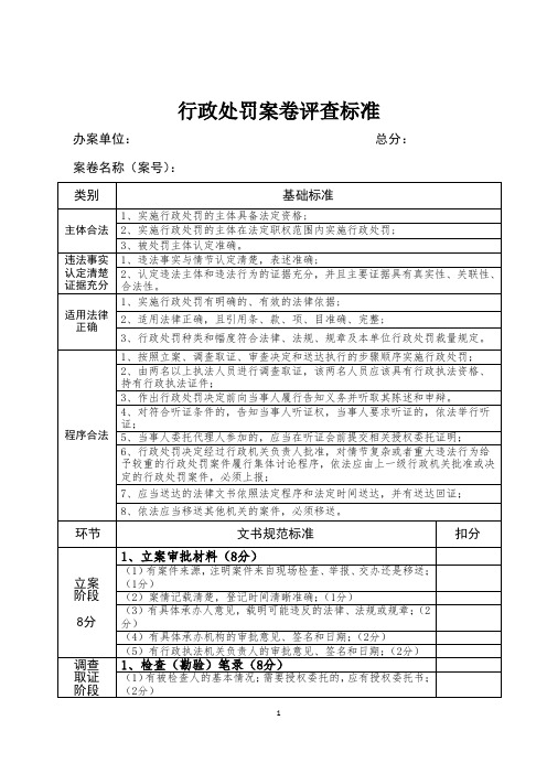 行政处罚案卷评查标准