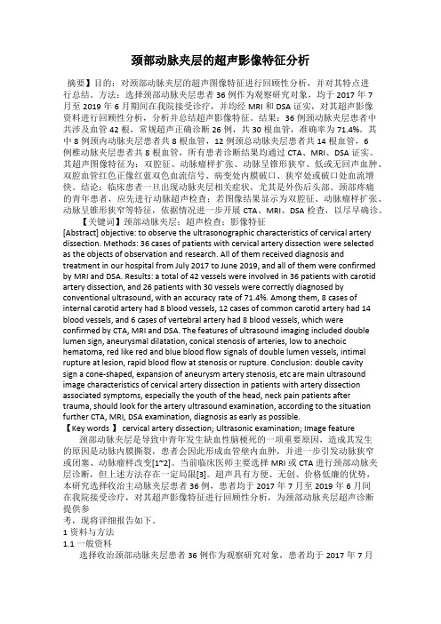 颈部动脉夹层的超声影像特征分析