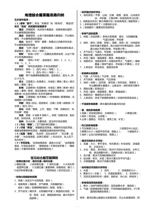 地理综合题答题思路归纳(万能公式)