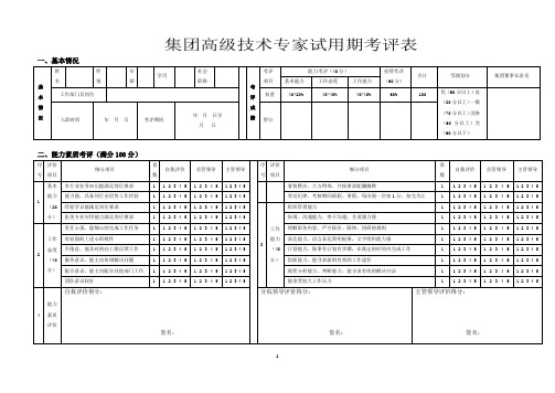 招聘人员试用期考评(表格)