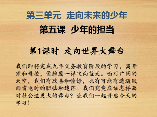 新人教版九年级道德与法治下册《三单元 走向未来的少年  第五课 少年的担当  走向世界大舞台》课件_9