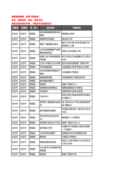 新版北京市北京市西城区玻璃店企业公司商家户名录单联系方式地址大全24家