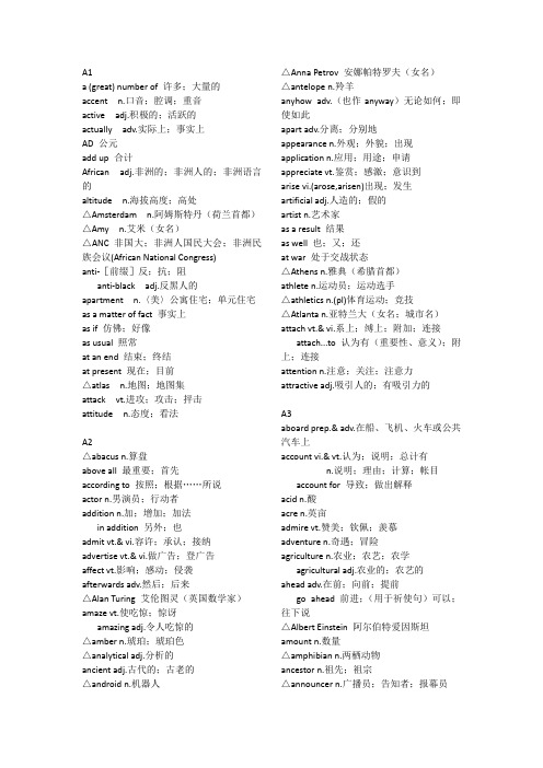 人教版英语必修1-选修8单词(按字母顺序)