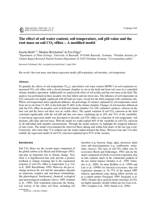 The effect of soil water content, soil temperature, soil pH-value and the root mass on