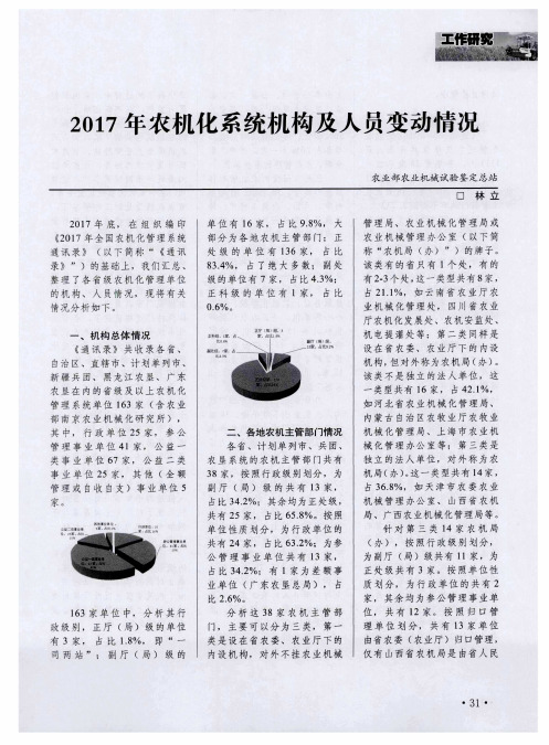 2017年农机化系统机构及人员变动情况