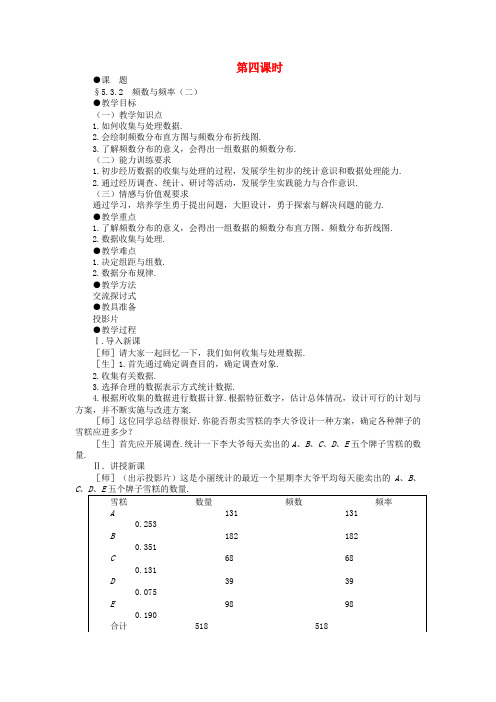 八年级数学下册 5.3.2 频数与频率(二)示范教案1 北师大版