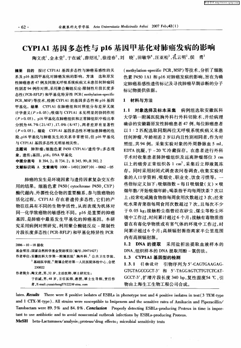 CYP1A1基因多态性与p16基因甲基化对肺癌发病的影响