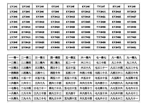 乘法口诀表(打印版)