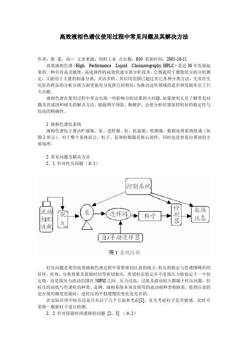 高效液相色谱仪使用过程中常见问题及其解决方法(2006121)