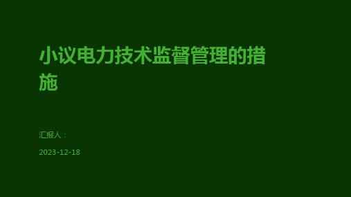 小议电力技术监督管理的措施