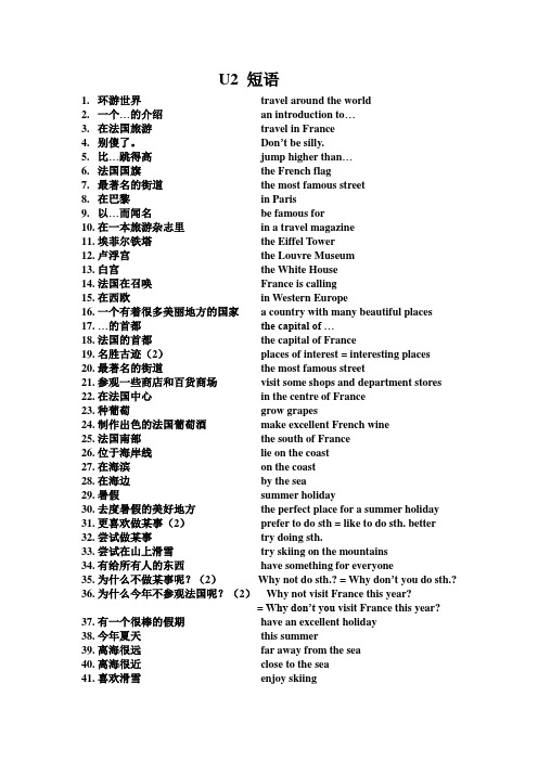 牛津英语沈阳版7B-U2Tralling around the world短语(英汉)