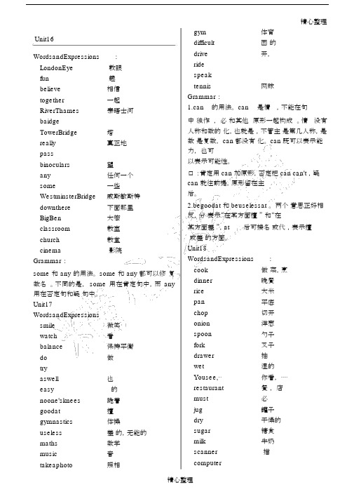 新概念英语青少版本1B词汇语法学习知识要点总结.doc