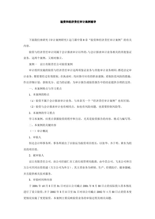 验资和经济责任审计案例辅导